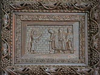 Paneel van 5C deur: de verrezen Christus verschijnt aan zijn discipelen